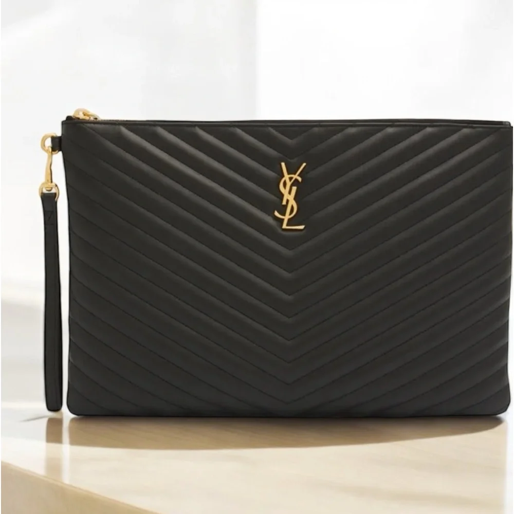 Saint Laurent Matelasse Chevron Zip
Clutch - Large Like New! - Picture 1 of 16